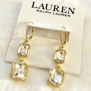 Lauren Ralph Lauren Earrings Crystal Double Drops NWT!